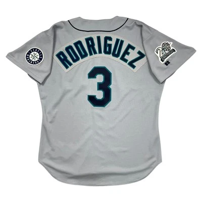 VTG 90s MLB SEATTLE MARINERS ALEX RODRIGUEZ #3 RUSSELLE AUTHENTIC JERSEY Sz 48 - Image 1 of 4