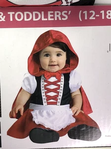 Infantil Niñas 12-18 Meses Caperucita Roja Vestido y Capa Disfraz Halloween NUEVO - Imagen 1 de 3