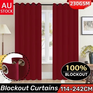 2X Blockout Curtains Blackout Window Curtain Draperies Pair Eyelet for Bedroom - Picture 1 of 20