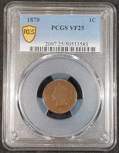 1870 Indian Head Cent PCGS VF25 2097.25/50513583 Exquisite Coin Rare - Picture 1 of 10