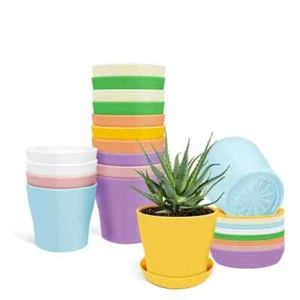 16 Pcs Small Plant Pots 3.8"Flower Succulent Planters for Indoor Plants Plastic - Picture 1 of 6