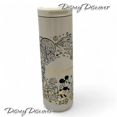Disney Parks 2023 Mickey 4x Park Icons White Metal Travel Tumbler Cup Starbucks Foto 1 de 4
