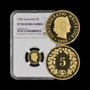 SWITZERLAND. 1983, 5 Rappen - NGC PF70 - Top Pop🥇 Libertas, RARE - Picture 1 of 6