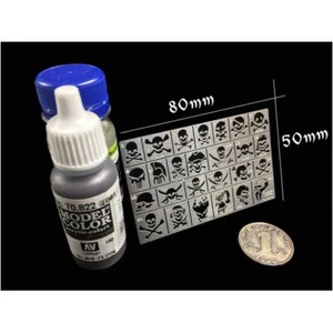 Skull Stencil (Masking) Stencil (Masking) for 1/32, 1/35 Scale Models (80x50mm) - Picture 1 of 1