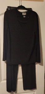 Chicos Travelers 2-pc Set All Over Beaded Long Sleeve Top Slinky Black 1 - Picture 1 of 6
