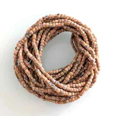 Java Trade Beads Striped Glass Beads 4-6mm Light Orange Mixed Colors. 24" Strand - Image 1 of 3