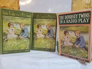 THE BOBBSEY TWINS 3 BOOK LOT- School 1907, Country 1913, Radio 37 LAURA LEE HOPE - Picture 1 of 12