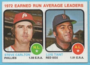 1973 Topps 1972 Earned Run Average Leaders Philadelphia Phillies/Boston Red Sox
