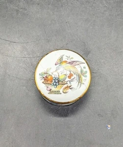 Pastillero vintage pintado a mano Limoges baratija con tapa pájaro del paraíso 2" - Imagen 1 de 10