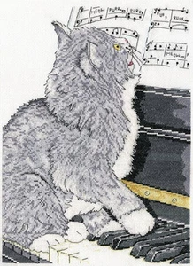 Kit de punto de cruz ~ Diseño funciona piano gato tocando música #DW2910 - Imagen 1 de 2