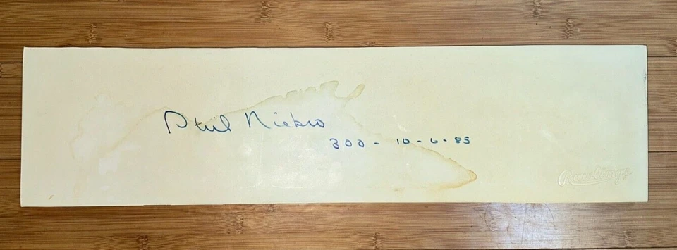 JSA PHIL NIEKRO Yankees Signed Plate- 300th Career Win - shutout - Oct 6, 85,COA - Image 1 of 3