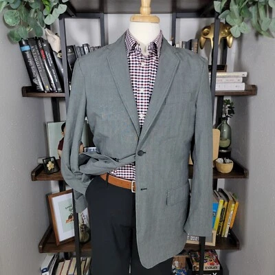 Express Men's Sport Coat Blazer Two Button Gray Plaid Cotton Size 42L - Image 1 of 4