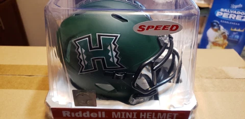 HAWAII WARRIORS MATTE GREEN   DESIGN REPLICA MINI HELMET NCAA RIDDELL Cover