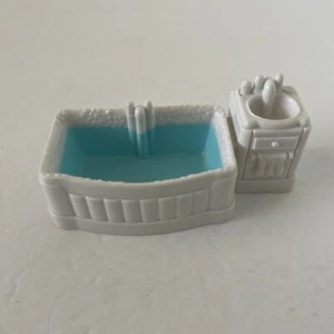 Fisher Price Sweet Streets Dollhouse Toy Bathroom Item Bathtub Sink White Tub - Picture 1 of 1