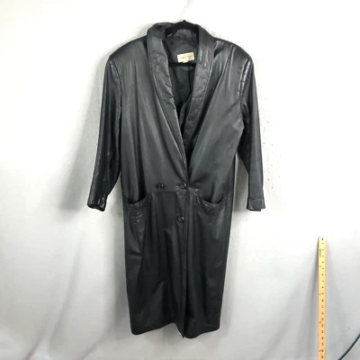 Abrigo de Colección Charles Klein Para Hombre Mediano Cuero Negro Largo Completo Gótico Emmo Foto 1 de 4