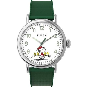 Timex Women's Watch Peanuts White Dial Green Synthetic Rubber Strap TW2W78900 - Picture 1 of 4
