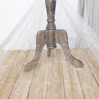 Stunning Wedding Craft DIY Lace Fabric Beaded Bridal Costume Dress Tulle Trim 1M - image 1 of 3