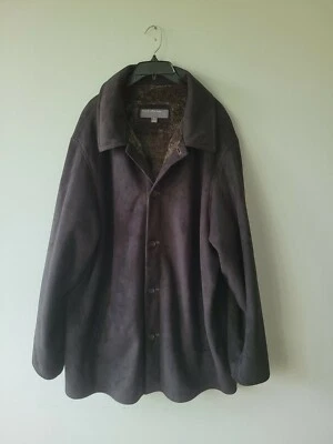 Perry Ellis  Men's Black Suede  Portfolio Faux Fur Lined Coat Jacket Size 3XT  - Image 1 of 4