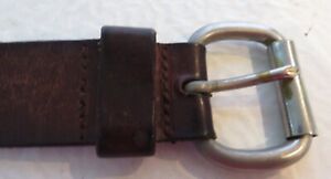 Abercrombie & Fitch Mens Brown Genuine Leather Belt Size 34 Solid Brass Buckle