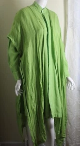 TWINSET Eskandar OS 1 GREEN 45" Long Vest Jacket 40" Tunic Top LINEN - Picture 1 of 9