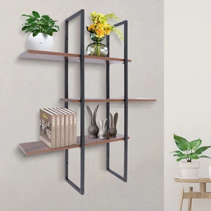 3-tier Wall Mounted Bookshelf Modern Large Storage Geometric Metal Wall Shelf - Picture 1 of 11
