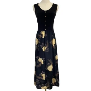 Vintage Joseph Ribkoff Floral Maxi Dress Women’s XS/S Black Cream Sleeveless EUC - Picture 1 of 11