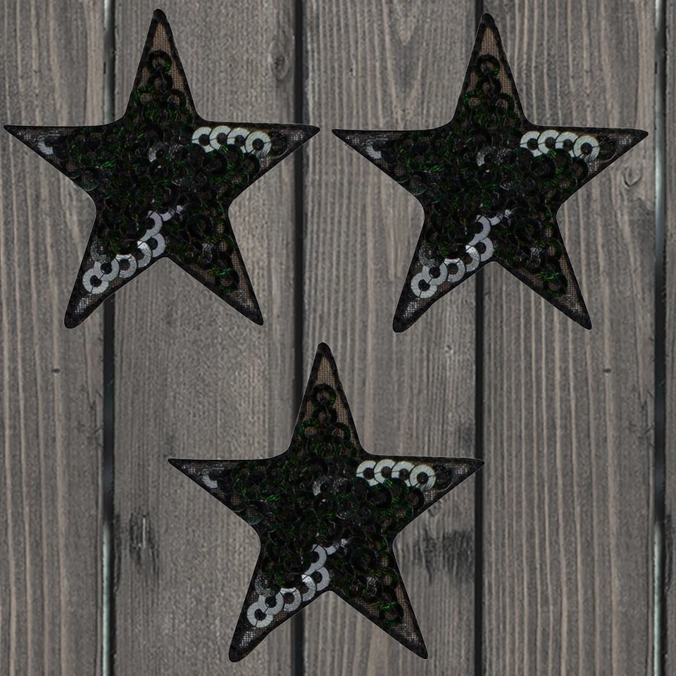 Sequin Star Embroidered Patch — 3-Pack — Iron On - Image 1 of 1