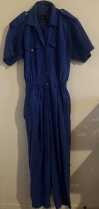 Tuta donna vintage Liz Sport PICCOLA blu royal cotone manica corta anni 90 - Foto 1 di 9