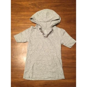 Children’s Place Hoodie T Shirt Grey Size XS (4) Girls Y2K 90s Grunge Short Slve - Picture 1 of 2