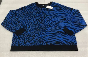Women’s Bar III Blue Zebra Leopard Sweater Size 4X - Picture 1 of 2
