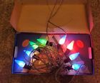 RARE VINTAGE 1930s PARAMOUNT CHRISTMAS TREE LIGHTS W 8 MAZDA LAMPS, CLOTH WIRE