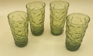 4 Bicchieri Succo Piccoli Vintage Ancoraggio Hocking Lido Milano Verde Avocado 4" - Foto 1 di 2