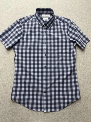 Mizzen+Main Leeward Shirt Mens Large Blue Gray Gingham Short Sleeve Trim Fit - Image 1 of 4