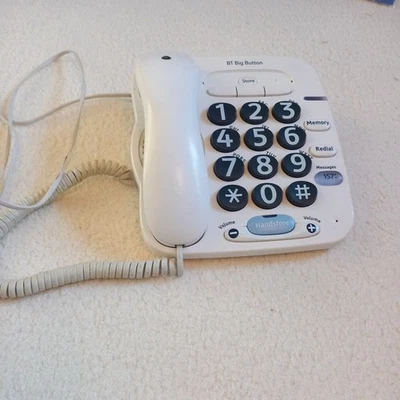 BT Big Button 100 Corded Telephone Hands Free Large Button Elderly Short Sighted - Image 1 of 4