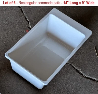 Lot of 6 - Rectangular Plastic Commode Pails - 14" Long x 9" Wide - Image 1 of 4