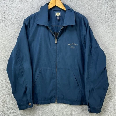 Tommy Bahama Jacket Coat Mens Medium Blue Full Zip Collared Inside Pocket Logo - Image 1 of 4