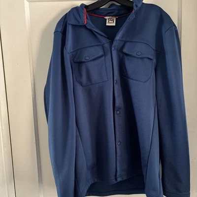 Avalanche Mens Shirt Jacket Button Down Outdoor Fleece Flap Pockets L Blue - Image 1 of 4
