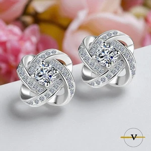 ORECCHINI DONNA IN ARGENTO 925 RODIATO CON ZIRCONI RAGAZZA ELEGANTI REGALO - Foto 1 di 6