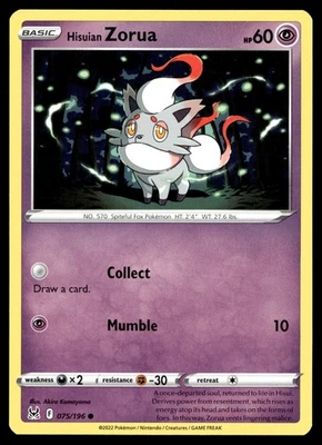 Hisuian Zorua 075/196 SWSH11: Lost Origin - Image 1 of 2