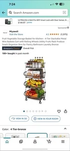 Fruit Vegetable Storage Basket for Kitchen - 4 Tier Stackable Metal Wire Bask... - Picture 1 of 7