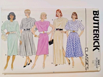 Butterick 3062 Shirt Skirt Sewing Pattern Ladies 10 Slouch Cowl Loose Classic - Image 1 of 4
