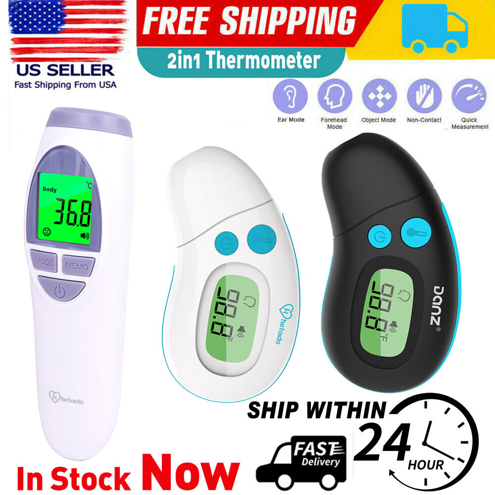 2 in 1 Infrared Thermometer Ear&Forehead Non-Contact Temperature Gun Baby Adult