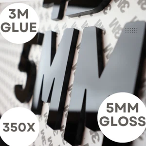 350 x 3D 4D 5mm Acrylic Laser Number Plate Letters with 3M Backing Resin Digit - Picture 1 of 6