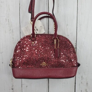 NWT limited edition Coach Glitter mini Sierra F22891 Crimson Red $225 Authentic - Picture 1 of 21