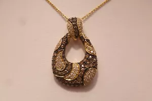 Levian 14K Gold Round Chocolate Brown Diamonds Cluster Pendant Necklace - Picture 1 of 12
