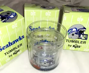 Lot Of 3 Vtg SEATTLE SEAHAWKS Snowglobe Tumbler Cup RARE NOS Old Football Helmet - Picture 1 of 5