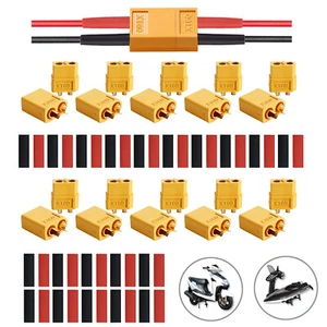 Bullet 10pairs XT-60 Male Female Connectors&Heat Shrink For RC Lipo Battery - Picture 1 of 12