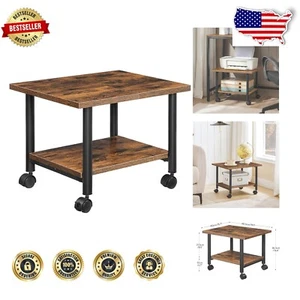 Compact Industrial Printer Stand with Lockable Wheels - Stylish Office Organizer - Picture 1 of 9