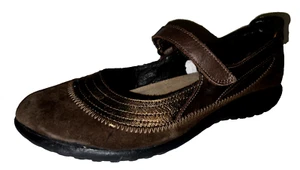 NAOT Shoes Women's Size 9/40 Brown Suede Bronze Leather KIREI Mary Janes Flats - Picture 1 of 9