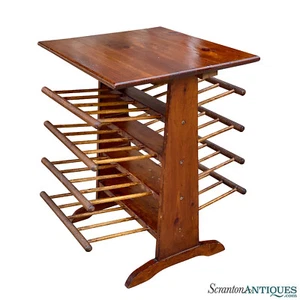 Vintage Farmhouse Pine Turned Spindle Magazine Record Rack Holder - Picture 1 of 11